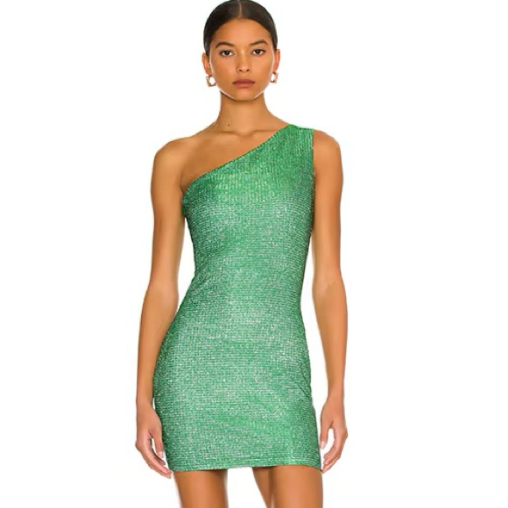 superdown Green One-Shoulder Mini Dress